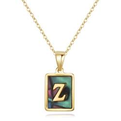 CyxenNova Kette Herren Halskette Herren Gold, Buchstaben Kette A-Z, Königskette Plattenkette Edelstahl Männer, Schmuck für Damen Geschenke (Z, Perlmutt) von CyxenNova