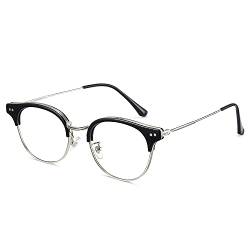 Cyxus Blaulichtfilter Brille Ohne Stärke Damen Herren Halbrandbrille Computer Schutzbrille Bildschirmbrille Gaming Brille (Schwarz Silber) von Cyxus