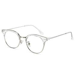 Cyxus Blaulichtfilter Brille Ohne Stärke Damen Herren Halbrandbrille Computer Schutzbrille Bildschirmbrille Gaming Brille (Silber) von Cyxus