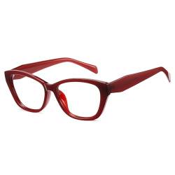 Cyxus Nerd-Brille Ohne Stärke Blaulichtfilter Brille Herren Damen Katzenauge Mode Retro Brillenfassung Stil für PC TV Tablet Unisex 8154 (03-Rot) von Cyxus