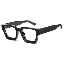 Cyxus Nerd Brille Ohne Stärke Blaulichtfilter Brille Herren Damen Quadratisch Mode Retro Brillenfassung Stil für PC TV Tablet Unisex 8143 (01Schwarz) von Cyxus