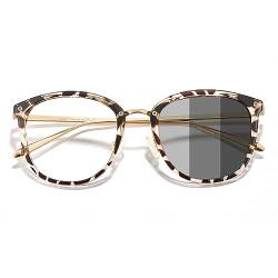 Cyxus Photochromatisch Brille Blaulichtfilter Brille Herren Damen Katzenauge Brillenfassung UV 400 für Freien Drinnen（Leopard） von Cyxus