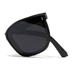 Cyxus Sonnenbrille Herren Damen Faltbare Leichtes TR90 Polarisiert Sonnenbrille UV 400 für Fahren Angeln Reisen (1104 Schwarz) von Cyxus