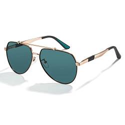 Cyxus Sonnenbrille Herren Damen Klassisch Polarisiert Sonnenbrille Outdoor UV 400 für Fahren Angeln Reisen（Grüne Linse Gold Rahmen） von Cyxus