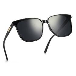 Cyxus Sonnenbrille Herren Damen Polarisiert, Retro Klassisch Sonnenbrillen mit UV Schutz, Fahrer Brille für Wandern Motorradfahren Golfen und Fischen (00-Schwarz) von Cyxus