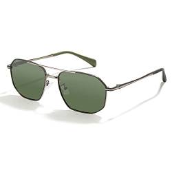 Cyxus Sonnenbrille Herren Damen Polarisiert Retro Klassisch Sonnenbrillen mit UV Schutz Fahrer Brille für Wandern Motorradfahren Golfen und Fischen (14-Grüne Linse Waffenfarbe Rahmen) von Cyxus