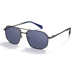 Cyxus Sonnenbrille Herren Damen Polarisiert Retro Klassisch Sonnenbrillen mit UV Schutz Fahrer Brille für Wandern Motorradfahren Golfen und Fischen (15-Dunkelblaue Linse Waffenfarbe Rahmen) von Cyxus