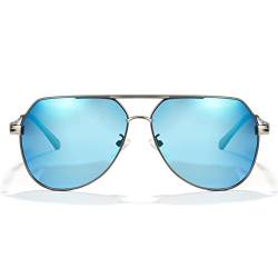 Cyxus Sonnenbrille Herren Damen Polarisierte Sonnenbrillen aus Premium Metallrahmen Retro Klassisch Unisex Brille mit UV400 Schutz, Verspiegelt Gläser, Blau Linsen von Cyxus