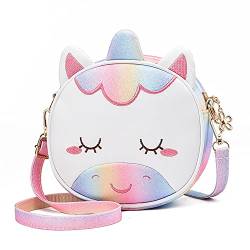 Czemo Kinder Umhängetasche Mädchen Handtasche Klein PU Leder Schultertasche Geldbeutel Verstellbarer Schultergurt Kindertasche Mädchen Spielzeug (Einhorn 12) von Czemo