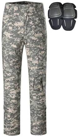 Czen Militär Hose, Taktische Hose für Herren, Airsoft BDU Paintball Schießen Hosen Combat Männer Hose G3 Camouflage Hose mit Knie Pads, ACU, L von Czen