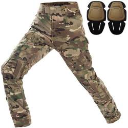 Czen Militär Hose, Taktische Hose für Herren, Airsoft BDU Paintball Schießen Hosen Combat Männer Hose G3 Camouflage Hose mit Knie Pads, CP, S von Czen