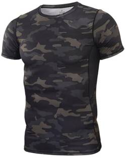 Czen Sport-T-Shirt, Herren, Militärhemd, Camouflage, schnell trocknend, taktisches T-Shirt, kurzärmelig, Ayblack, L von Czen