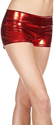 Czizitong Glänzende Metallic-Booty-Mini-Shorts für Frauen Hot Liquid Pants Hosen zum Tanzen Raves Festivals Kostüme Jazz Hip Hop Unterwäsche (Rot) von Czizitong