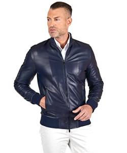 D'Arienzo Bomberjacke Lederjacke Blau Herren Jacke Echtleder Made in Italy 106 52/blau von D'Arienzo