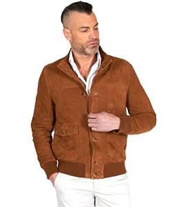 D'Arienzo Bomberjacke Lederjacke Cognac Herren Biker Leder Zigenleder Echtleder Alex Bottoni 52/lederfarben von D'Arienzo