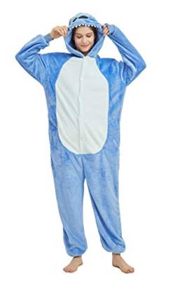 D'BOON Erwachsene Kinder Blauer Stitch Onesie Animal Pyjama einteiliges Nachtwäsche-Kostüm(Fit für Höhe(155-164cm)) von D'BOON