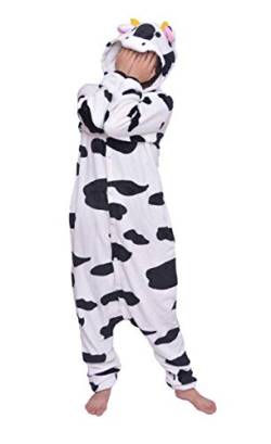 D'BOON Erwachsene Kinder Kuh Onesie Animal Pyjama einteiliges Nachtwäsche-Kostüm(Fit für Höhe(109-118cm)) von D'BOON