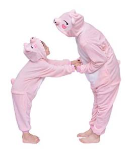 D'BOON Erwachsene Kinder Rosa Schwein Onesie Animal Pyjama einteiliges Nachtwäsche-Kostüm(Fit für Höhe(109-118cm)) von D'BOON
