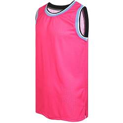 Dehaner Basketball-Trikot für Herren, Mesh-Training, Übung, Sport, Team-Uniformen, Fans-Outfits, Jersey mit schwarzem Ausschnitt, Hot Pink, L von D DEHANER
