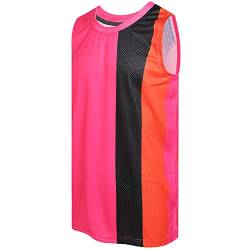 Dehaner Basketball-Trikot für Herren, Mesh-Training, Übung, Sport, Team-Uniformen, Fans-Outfits, Schwarz/Orange gestreift-rosa Jersey, XL von D DEHANER