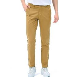 D'MARO Herren Chino-Hose - Organic Cotton- Slim-Fit - Komfort mit Stretch - Bio-Baumwolle - Camel (BEIGE) 30W / 32L von D'MARO