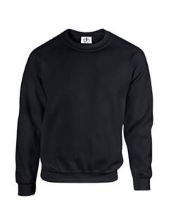Premium Sweatshirts Einfarbig Workwear Casual Crewneck Pullover Sweater Sport Freizeit Fleece, Schwarz , 3XL von D&H CLOTHING UK
