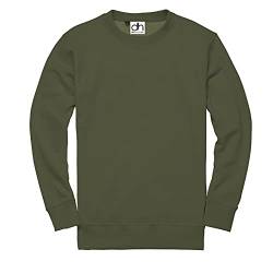 Premium Sweatshirts Einfarbig Workwear Casual Rundhals Pullover Sweater Sport Freizeit Fleece, armee-grün, L von D&H CLOTHING UK