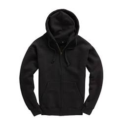 Zipped Premium Black Hoodie Adult Zip Up Unisex Zipper XS-6XL Heavy Blended Hooded Fleece Jumper Work Wear Sweatshirt Hoodies Top Plain BNW Unisex, Schwarz , L von D&H CLOTHING UK