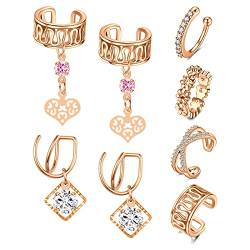 D.Bella 8 Stk Ohrklemme mit Anhänger Ear Cuff Ohr Manschette Fake Ohrpiercings Ohr Helix Ohrclips Nicht Piercing Clip Silber Ohrstulpe Ohrringe von D.Bella