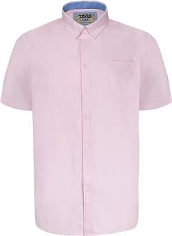 D555 Herren Übergröße James Basic Oxford Kurzarm Shirt in 5 Farben 2XL bis 6XL, rose, 4XL von D555