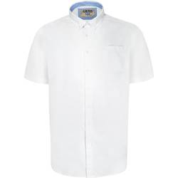 D555 Herren Übergröße James Basic Oxford Kurzarm Shirt in 5 Farben 2XL bis 6XL, weiß, 4XL von D555