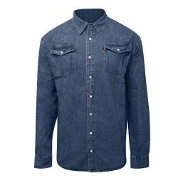 Duke D555 Herren King Size Denim Hemd Brusttaschen Full Sleeves Buttons Collar Stonewash Blue 7XL (Western), Stonewash, 7XL Große Größen von D555
