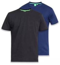 Duke Herren Fenton King Size D555 Rundhals-T-Shirts (2 Stück), Schwarz/Marineblau, XXXXXXXL von D555