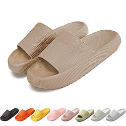 DAAMM Cozy Slides, Cosyslides Wolkenslipper Original, Dicke Sohle Super Weich Rutschfeste Schnell Trocknende Hausschuhe Im Offenen Zehenbereich (44/45, Khaki, numeric_44) von DAAMM