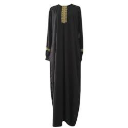 DABASHAN Muslim Roben Damen Langarm Islamische Muslimische Kleid Elegant Muslim Kleidung Islam Dubai Abaya Gebetskleid Ramadan Lang Robe Gebetskleid Langes Kleid (Black, S) von DABASHAN