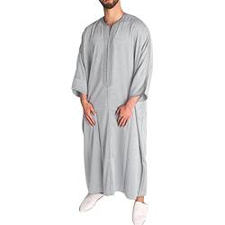 DABASHAN Muslimische Robe Herren Arabische Männer Thobe Halbarm Dubai Robe Islamisch Ramadan Gebetskleidung Lang Abaya Muslim Kaftan (A #1, L) von DABASHAN