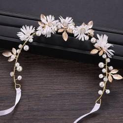 Braut Gold Silber Farbe Blumenband Haarband Stirnband Frauen Kopfschmuck Tiara Hochzeit Braut Haarschmuck Zubehör von DABIN