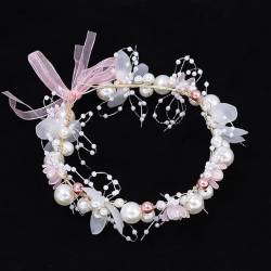 Elegante Mädchen Braut Stirnband Romantische Perle Haar Kopfschmuck Blumenkranz Braut Girlande Kopf Hoop Hochzeit Stirnbänder Haarschmuck von DABIN