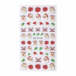 Nail Care Adhesive Sticker Colorful Snowflake Santa Snowman Bell Christmas Tree Christmas Hat Balloon Love 5D Resin Nail Sticker Nagel Sticker Schlangen (A, A) von DACONGMING