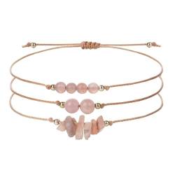 Armbänder Für Frauen – Wickelarmbänder, Handgefertigt, Verstellbare Hellrosa Sonnensteinperlen, Geflochtenes Strandarmband, Unregelmäßiger Kiesschmuck Für Ihre Weihnachtsgeschenke Zum Valenti von DACRWEKZ