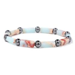 DACRWEKZ Armbänder Für Frauen – Rechteckige Bunte Shoushan-Steinperlen-Armbänder, 6 Mm Stein-Armband Für Frauen, Paar, Hämatit-Stein-Armbänder, Geburtstagsgeschenk Für Frauen, Neuartiger Schmuck, Wie von DACRWEKZ