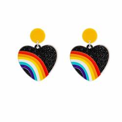 Damen-Tropfenohrringe – Niedlicher Bunter Regenbogen-Ohrstecker Aus Acryl, Stilvolle Herzförmige Ohrringe Für Frauen Und Mädchen, Partygeschenke, Schmuck, Muttertag, Jahrestag, Geburtstag, Valen von DACRWEKZ