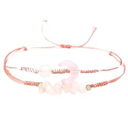 Edelstein-Perlen-Armband – Natürliches Rosa Kristallstein-Armband, Mehrschichtig, Unregelmäßiger Kies, Verstellbare Steinperlen-Armbänder Für Frauen, Handgefertigter Schmuck, Geburtstagsgesche von DACRWEKZ