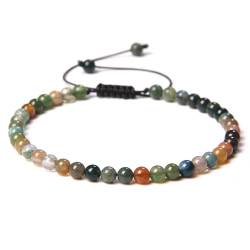 Naturstein-Armband Für Frauen – 4 Mm Bunte Natürliche Achat-Perlen-Armbänder, Edelstein-Armband, Handgewebt, Verstellbares Perlen-Armband, Schmuck, Kreative Geschenke Für Frauen, Yoga, Meditati von DACRWEKZ