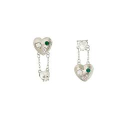 Silberne Herz-Strass-Kette Mit Quasten-Ohrstecker, Statement-Ohrring, Liebes-Herz-Ohrringe, Baumelnd Für Valentinstag, Muttertag, Geburtstag, Herzförmige Ohrringe Für Frauen Und Mädchen, Schmuck von DACRWEKZ