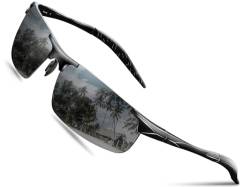 DADA-PRO Sonnenbrille Herren Damen Sportbrille Polarisiert Verspiegelt Fahrerbrille Al-Mg Metallrahmen Ultraleichte UV400 Schutz für Autofahren (Schwarz/Nicht Vespiegelte Linse) von DADA-PRO