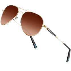 DADA-PRO Sonnenbrille Herren Pilotenbrille Damen Polarisiert Retro Fahren Fahrerbrille UV400 Schutz für Autofahren Reisen Golf Party und Freizeit (Braun) von DADA-PRO