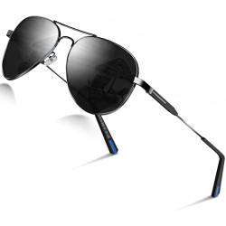 DADA-PRO Sonnenbrille Herren Pilotenbrille Damen Polarisiert Retro Fahren Fahrerbrille UV400 Schutz für Autofahren Reisen Golf Party und Freizeit (Schwarz) von DADA-PRO