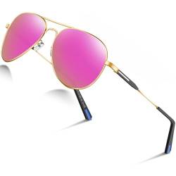 DADA-PRO Sonnenbrille Herren Pilotenbrille Damen Polarisiert Verspiegelt Retro Fahren Fahrerbrille UV400 Schutz für Autofahren Reisen Golf Party und Freizeit (Rosa) von DADA-PRO