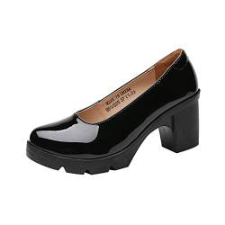 DADAWEN Damen Mary Jane Plateau Kleid Schuhe Oxfords Pumps,Schwarz,36 EU von DADAWEN